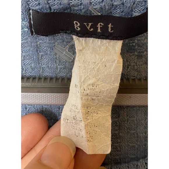 Gyft Blue Tie Front Waffle Knit 3/4th sleeve‎ women's top Sz L - Picture 5 of 6